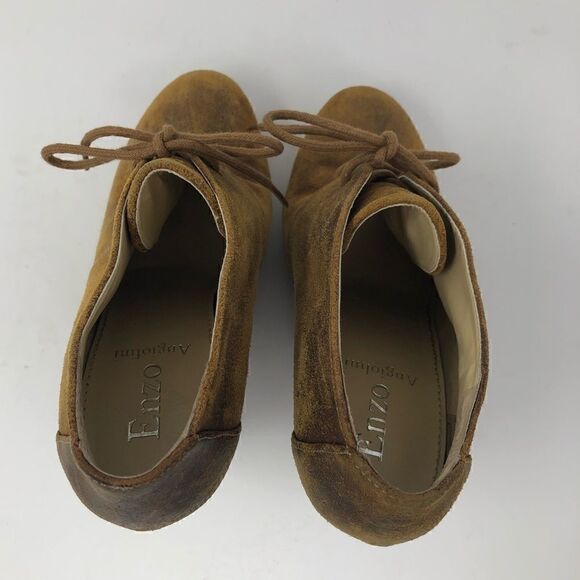 Enzo 8 Khaki Suede Lace Up Tie Ankle Platform Boots - Picture 6 of 7